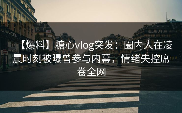 【爆料】糖心vlog突发：圈内人在凌晨时刻被曝曾参与内幕，情绪失控席卷全网  第1张
