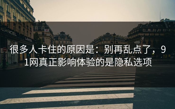 很多人卡住的原因是:别再乱点了,91网真正影响体验的是隐私选项 很多人卡住的原因是:别再乱点了,91网真正影响体验的是隐私选项